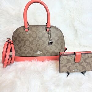 Coach Mini Sierra Satchel Crossbody F58295 & Wallet In Coated Canvas Leather EUC